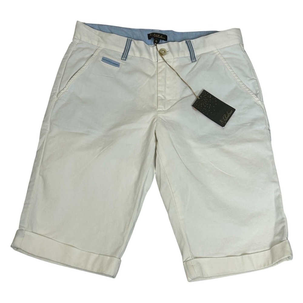 Velveteen Scott White Twill Shorts Kids Size 12Y Off White Blue Trim NWT